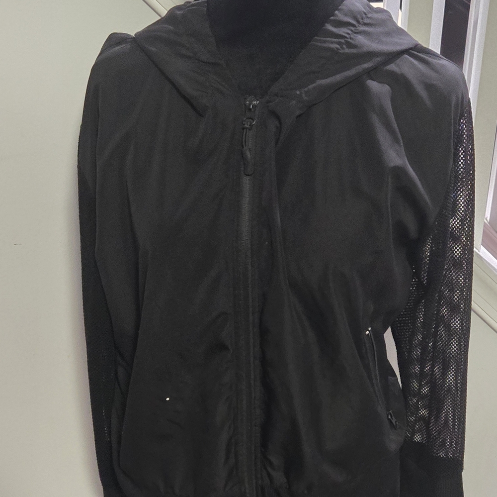 Soho sport black jacket with hood- also has netted sleeves